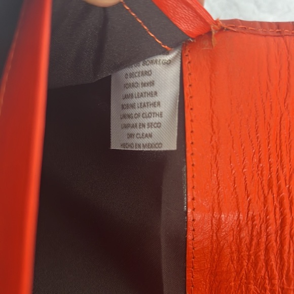 Lamb leather orange trifold wallet - Picture 6 of 10